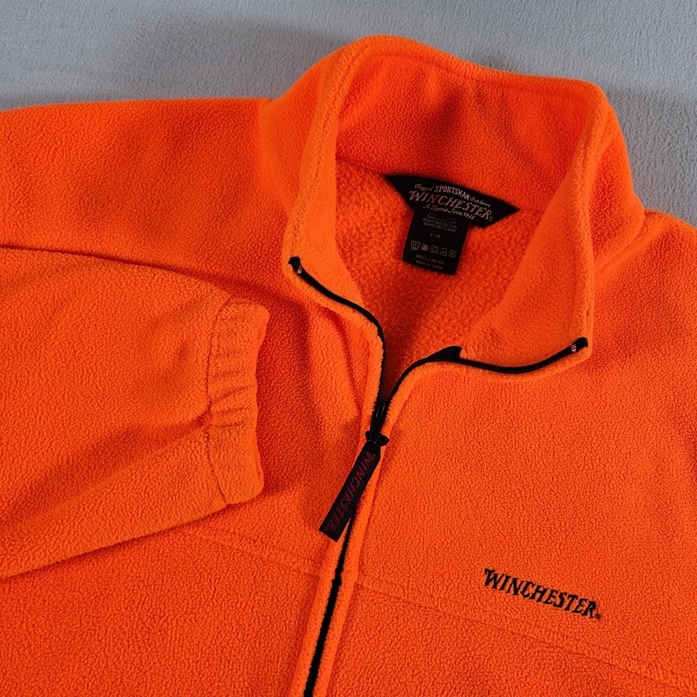 Winchester Fleece Jacket Mens Large Blaze Orange Full Zip Hunting Sportsman L